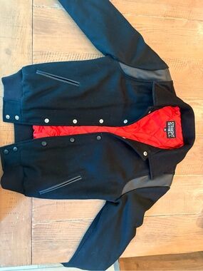Straight Up Women's Black Bomber Jacket with Red Quilted Lining